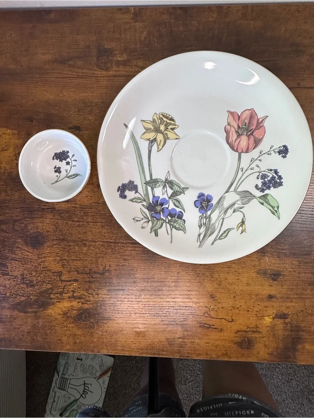 Vtg Centrum Viva Botanica Porcelain 2 Piece Chip & Dip Set Floral Platter Bowl